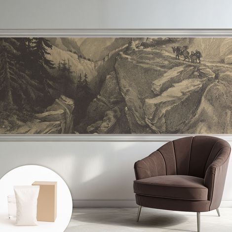 Papier peint intissé mural pour salon chambre à coucher tendance et originale - Colle incluse gratuite Montagnes pittoresques 250x104 cm (1/5)