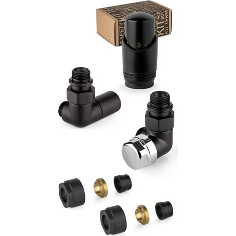 Kit válvula de mobiliario negro y cromado con válvula termostática izquierda APM 130KNN 015 M 16 12 Negro (1/2)
