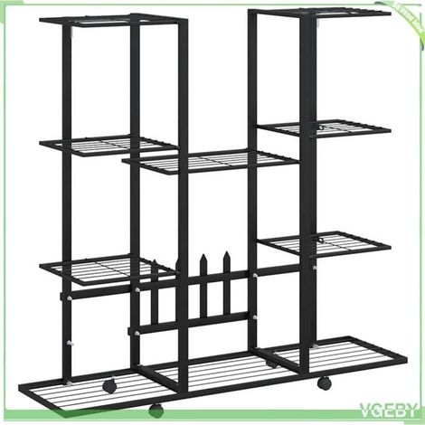 Étagère pour plantes - FAFEICY - 343121 - Noir - Fer enduit de poudre - Avec roues - 94,5x24,5x91,5 cm (1/5)