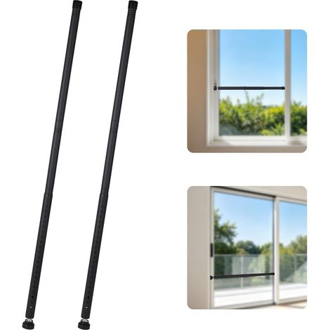 Barre de Sécurité pour Portes et Fenêtres, Réglable de 45 à 128 cm (1/5)