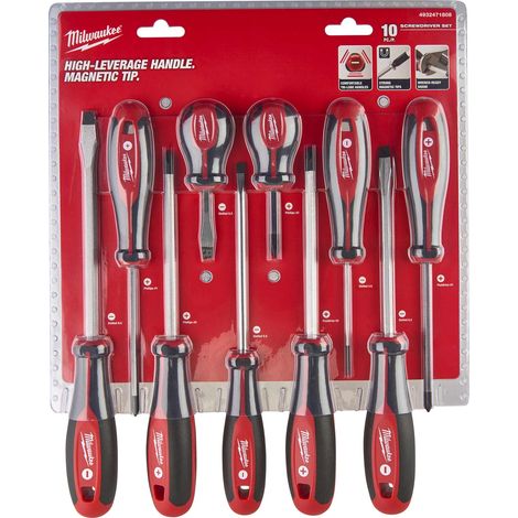 Milwaukee Juego de 10 destornilladores ergonómicos cómodos (1/2)