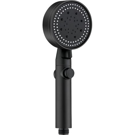 Shower Head - 5-Mode Pressurized Handheld - Universal Standard Thread - ABS Body Silicone Nozzles - Black - 1 Unit (1/5)