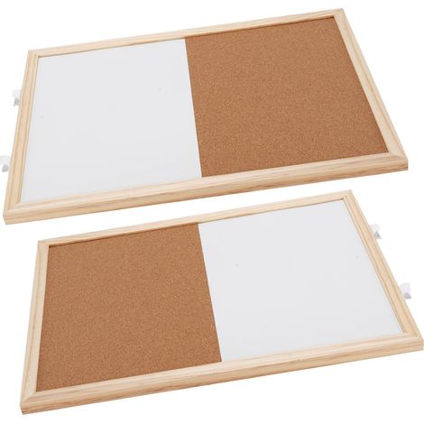 Lot de 2 tableaux magnétiques combinés liège et tableau blanc effaçable à sec 30x40 cm pour bureau école maison (1/5)