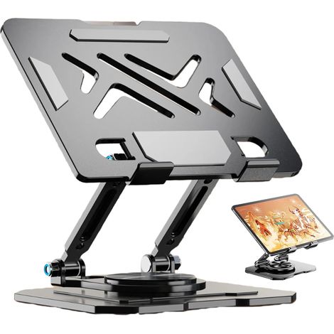 Laptop-Tischständer, verstellbarer Ständer mit 360° drehbarem Fuß, ergonomischer, faltbarer Laptop-Erhöhung, Tragfähigkeit 10 kg.
