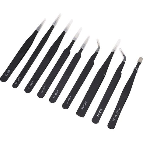 Assortiment de 9 pinces antistatiques multifonctions en acier inoxydable pour la réparation électronique (1/5)