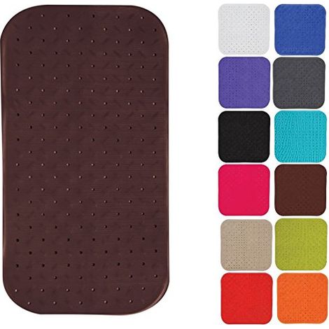 Tapis de Douche antibactérien antidérapant avec ventouses Marron Env. 36 x 76 cm Lavable à 60 °C (1/3)