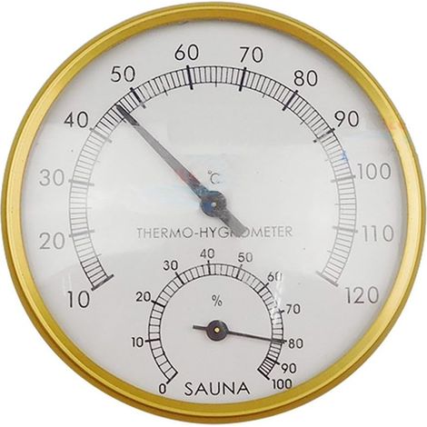 Thermo-hygromètre de 10,2 cm pour sauna en métal doré (1/5)