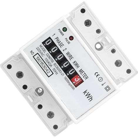 Compteur d'énergie monophasé 4 pôles à LED, affichant la consommation électrique sur rail DIN (DDM75S 10-40 A) (1/5)