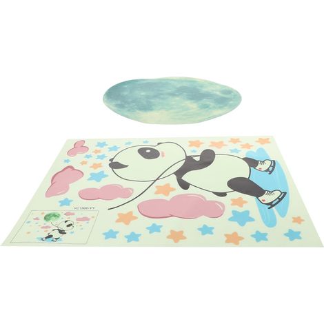 Lot de 2 feuilles d autocollants muraux Panda lumineux (1/5)