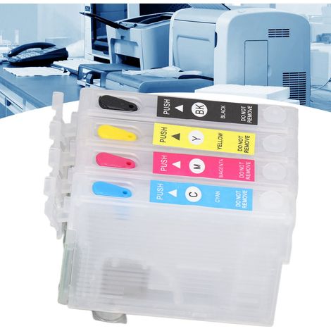 Cartouches d'encre rechargeables 4 couleurs avec puces permanentes T1321/T1332/T1333/T1334 (1/5)