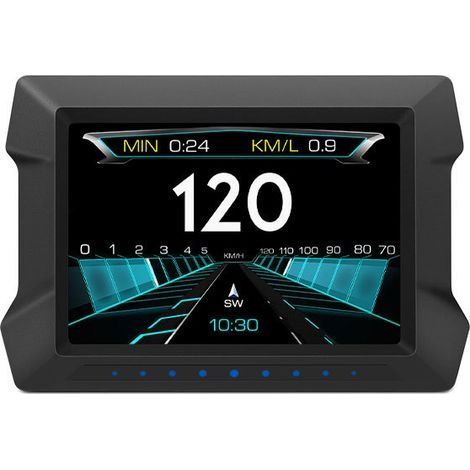 Affichage Tête Haute HUD 3.5 Pouces 3-en-1Moniteur de Voiture avec OBD2 + GPS + Inclinomètre Électronique, Affichage Numérique de Vitesse, Alarme Multifonction, Écran LCD Rétroéclairé (Alimentation (1/2)