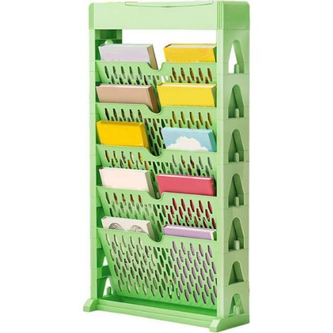 Étagère bibliothèque multifonction simple design grande capacité rangement livres 5 niveaux vert économie d'espace (1/5)
