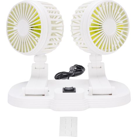 DC 5V USB ventilateur de refroidissement de voiture 2 vitesses vent silencieux 360 degrés rotatif Portable double tête bureau pour SUV RV camion blanc (1/5)