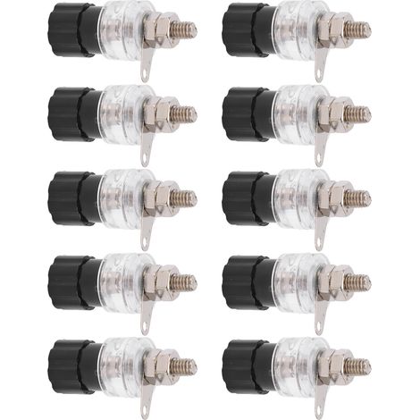 Lot de 10 prises bananes 4 mm (0,2 po) à vis en cuivre, en alliage de zinc transparent, pour haut-parleurs, 30 Vca – 60 Vcc, noir. (1/5)
