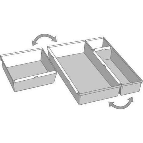 Compartiment pour tiroir - - EasyHome - L150xP300xH50mm - PP - Argent assemblable (1/2)