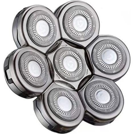 Tête Rasoir têtes,Rasoir électrique Flottant Barbe 7 Têtes pour Homme avec un Rasage Propre,Universel Double Anneau Lame Rasage Remplacement Durable Rapide pour Rasoir électrique 5 6 7 (1/5)