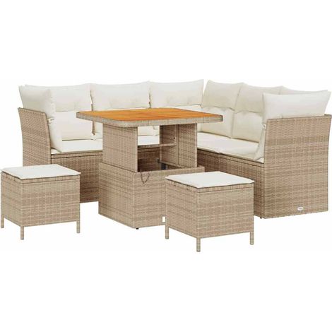 Maison Exclusive - Set Divano da Giardino con cuscino 8 pcs beige e panna
