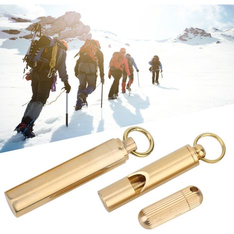 Boîte de survie étanche en laiton pour médicaments avec couteau multifonction et sifflet - Accessoires EDC compacts et robustes