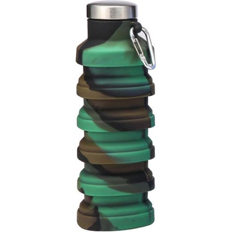 Faltbare Silikon-Wasserflasche, tragbar, auslaufsicher, wiederverwendbar, ideal für Reisen, Camping und Wandern.