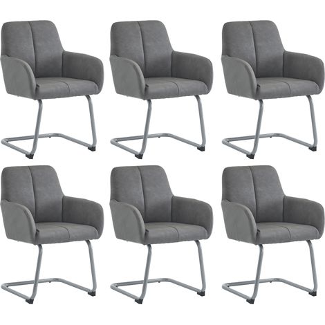 Chaise de salle à manger, lot de 6, fauteuil, chaise de loisirs moderne et minimaliste, chaise pour salon et chambre avec pieds en acier courbés, gris[OLD SKU:310649AAG-6] (1/5)