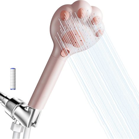 SIENTICE Rain Shower Head, Handheld Shower Head, Cute Cat Claw Shaped Creative Shower Head, Pink (1/5)