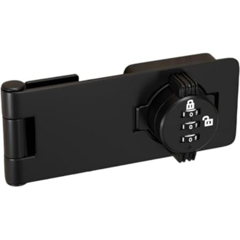 Cadenas à combinaison à 3 chiffres, verrou sans clé, chaîne de sécurité pour porte intérieure, cadenas à combinaison pour armoire de sécurité (noir) (1/4)