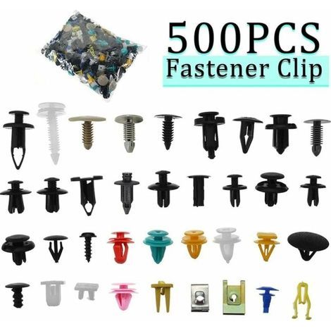 500pcs Rivet Clips Plastique, Plastique Fixation Auto Universel, de Garniture Voiture avec Outil Démontage, pour Panneaux Garnitures Portes Accessoires équipement intérieur (1/4)