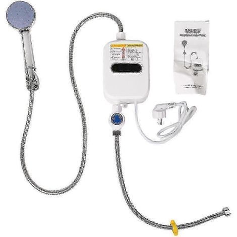 Chauffe-eau électrique instantané pour douche 220 V 3500 W avec robinet d'eau chaude à affichage numérique et prise européenne pour salle de bain (1/4)