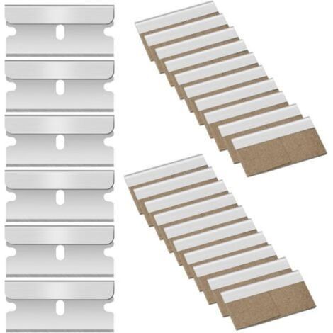 20 pièces Lame Grattoir de Rechange, Grattoir Vitre, Grattoir Vitrocéramique, Racloir, Racloir Vitrocéramique, Métal Lames Rechange Pour Grattoir, Avec emballage indépendant,40 20 mm (1/5)