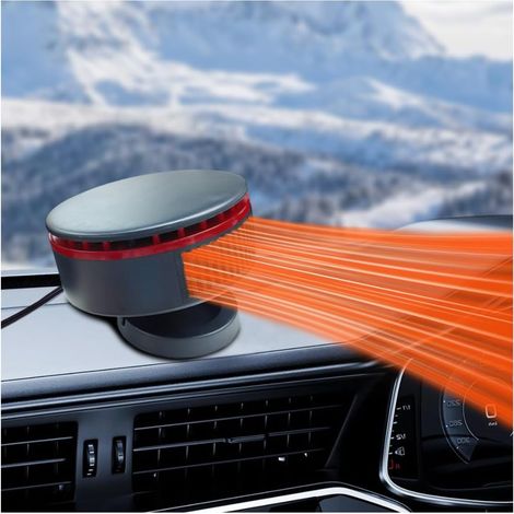 Ventilateur chauffant portable 12 V pour voiture, camping-car, chauffage de pare-brise rotatif à 360° avec prise allume-cigare, chauffage rapide double fonction (1/5)