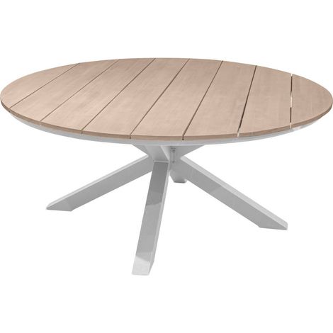 Mesa de jardín redonda oriengo acacia y blanco - 8 asientos - Hespéride (1/2)