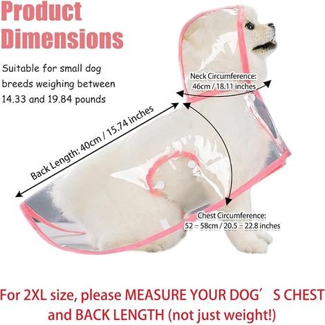 Rose Transparent Imperméable Chien XXL, Eva Manteau Pluie Chien, Manteaux Imperméables Chien Poncho Capuche Sangle Ventrale Et Trou Laisse Petits Chiens Chiots (1/4)