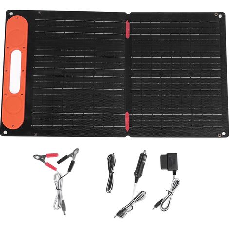 Ortviai Panneau Solaire Portable 60 W, Double Face ETFE, Charge Rapide 12 V PD avec Aimant et Poignée