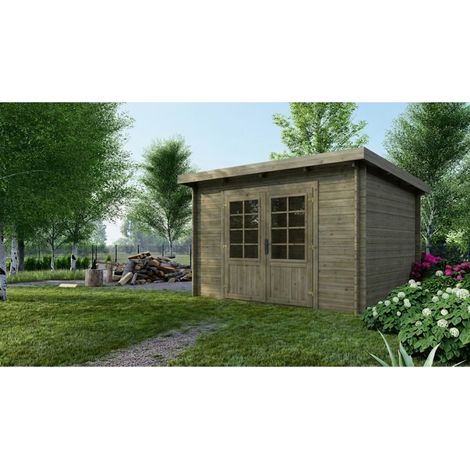 Casetta da giardino in legno - 9m2 - 3x3m - impregnata - 28mm - colore: verde - DOM356 (1/5)