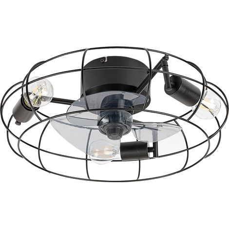 Plafonnier cadmus métall noir e27 3 x max.25W h: 16,5 cm Ø48 cm dimmable (1/5)