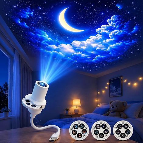 Veilleuse projecteur galaxie océan lampe ciel étoilé LED voiture col de cygne flexible 360° décoration intérieure ambiance sommeil