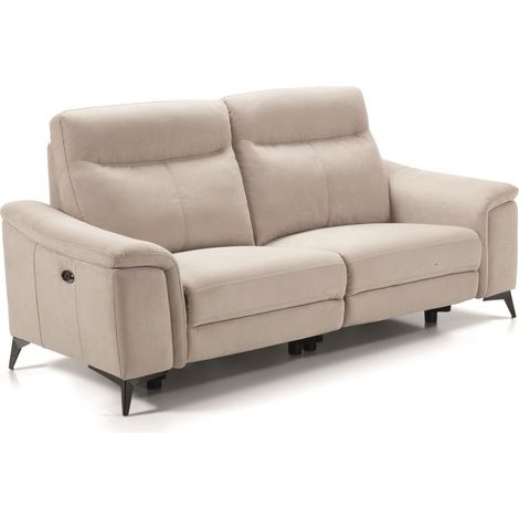 Canapé de 3 places, 2 relax électriques en tissu couleur Gris clair - Longueur 227 x Profondeur 93 x Hauteur 103 cm (1/4)