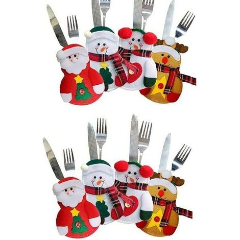 8pcs Snowman/Santa Claus/Elk Cutlery Holder Christmas Cutlery Pouch Cutlery Bag Table Decoration Christmas (1/4)