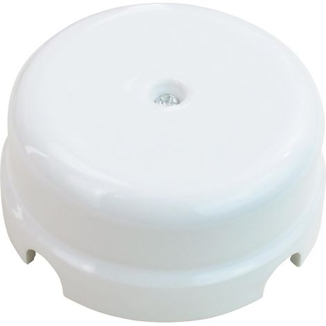 Boîte de dérivation en porcelaine Blanc Brillant, Ø78 Prof. 35 mm pour systèmes à 4 trous pour entrée/sortie du câble. Couvre-câbles et cache-fils en céramique, Brillant, Ø 78 mm Prof. 35 mm