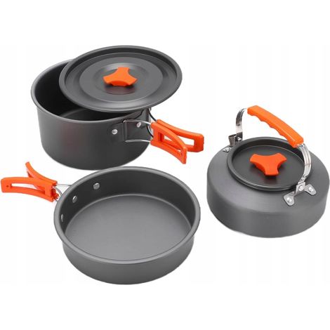 Juego de utensilios de cocina y ollas para acampar. (1/5)
