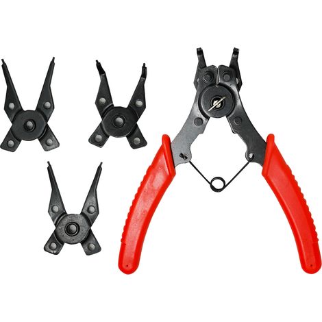 Dapetz ® 4-Piece Circlip Pliers Set – Multi-Function Internal & External Retaining Snap Ring Plier, 4-in-1 Pliers Heads, Wire Cable Crimping, Precision Circlip Tool for Maintenance & Repair
