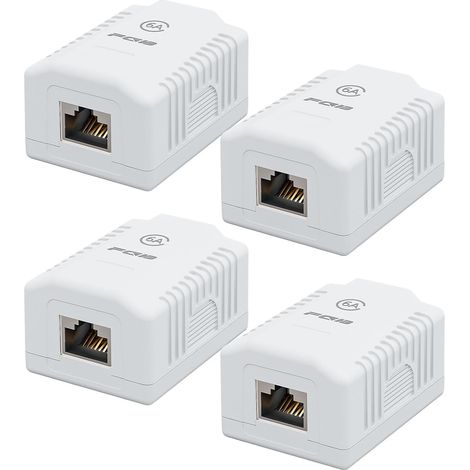 Lot de 4 prises réseau Cat6A en saillie - 1 port FTP - Blindé - Blanc Prise réseau en saillie Cat7 RJ45 femelle 10 Gbit/s réseau Ethernet montage en saillie pour différents domaines d'application (1/5)