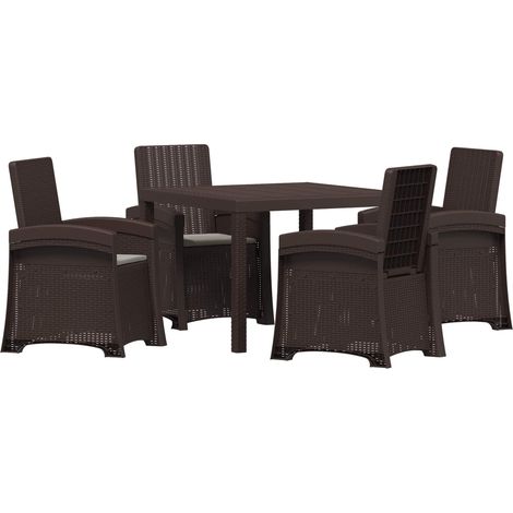 Conjunto de Comedor de Jardín 5 uds. Marrón y Gris Claro PP vidaXL (1/5)
