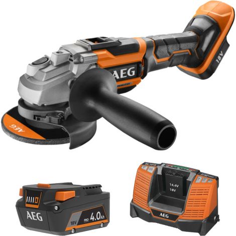 Pack AEG 18V - Smerigliatrice senza spazzola 125 mm - Batteria 4.0 Ah - Caricabatterie