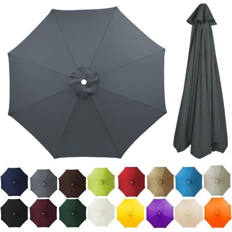 Auvent de rechange pour parasol de jardin extérieur à 8 baleines, robuste et épais ,2.7M ,gris (auvent uniquement) (SKU produit : 97046940 SKU Offre : CJ-20250808-ZYF19) (1/5)