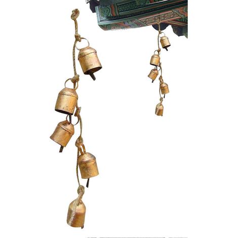 Weihnachtsglocken im Kuh-Stil, rustikale Shabby-Chic-Glocken, rustikale Vintage-Weihnachtsglocke mit Glocke, Shabby-Chic-Weihnachtsdekoration, für eine festliche Atmosphäre (1/5)