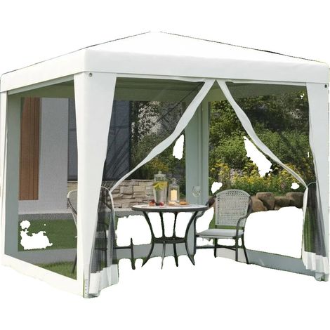 Carpa tipo toldo, 2,5 m x 2,5 m, tejido resistente a los rayos UV, 4 paredes de malla, fácil montaje, para uso exterior. (1/5)