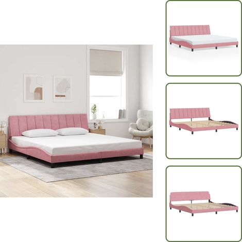 Cuscino testiera - vidaXL Giroletto senza Materasso Hanko Rosa 200x200 cm in Velluto - Letto rosa