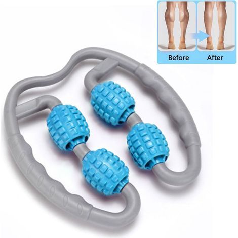 Rouleau de massage relaxant musculaire pour les jambes, pince annulaire, rouleau de massage en mousse, équipement de fitness, masse de fitness, bleu (1/4)