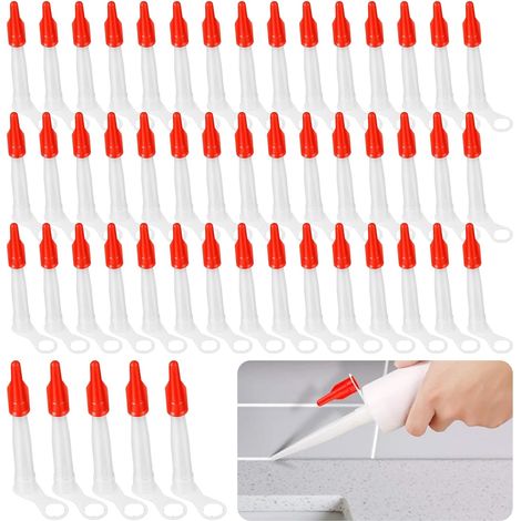 50 Stück Embout Cartouche Silicone et Capuchons D'étanchéIté Rouge Embouts de Cartouche Buses Calfeutrage Plastique Canule Silicone pour Mastic Adhésif Cuisine Maison